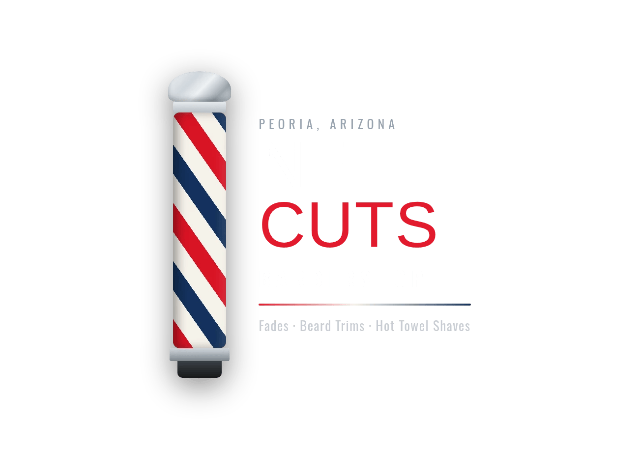 NFL Cuts Barbershop logo with a red, white, and blue barber pole — Peoria, Arizona